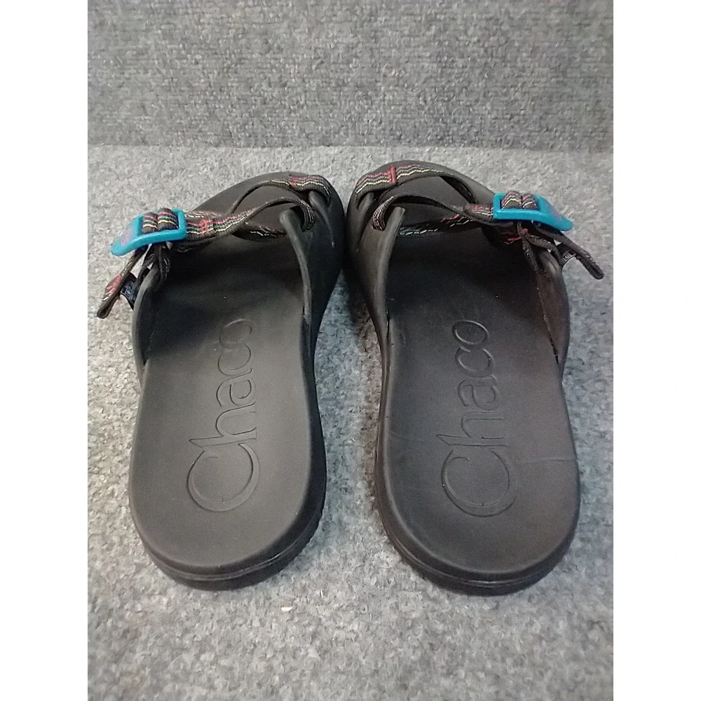 Chaco Chillos Slide Sandals Men 10 Black Multi Color Strap Adjustable Buckle